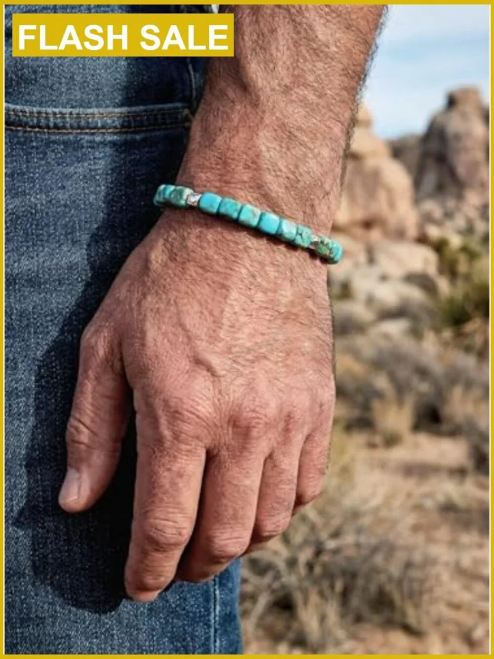 Turquoise Hematite Natural Stone Adjustable Western Bracelet